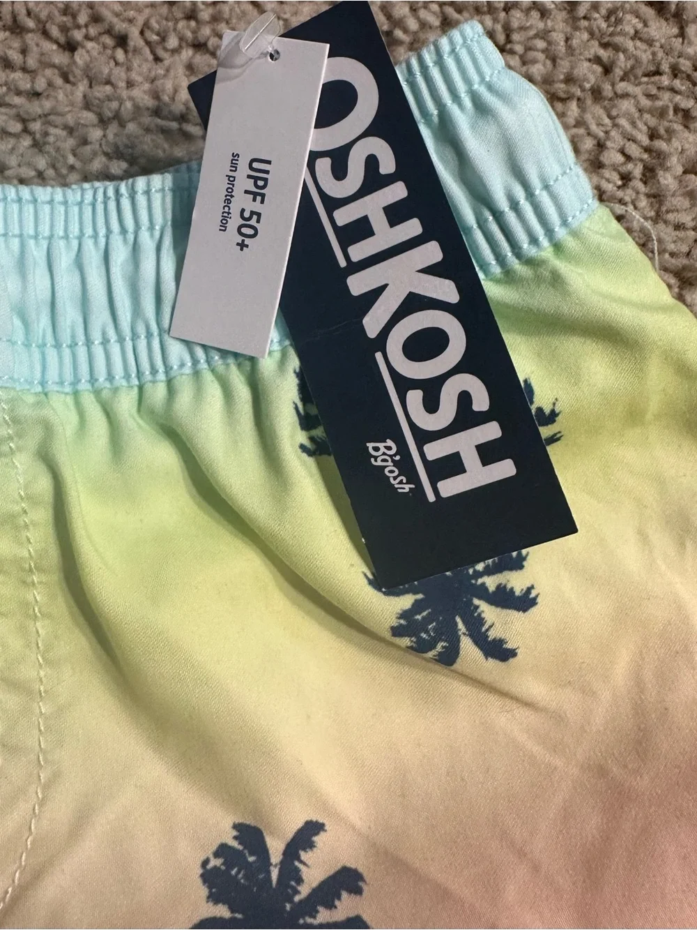 OshKosh B'gosh Pastel Gradient Palm Swim Shorts - Navy Palm